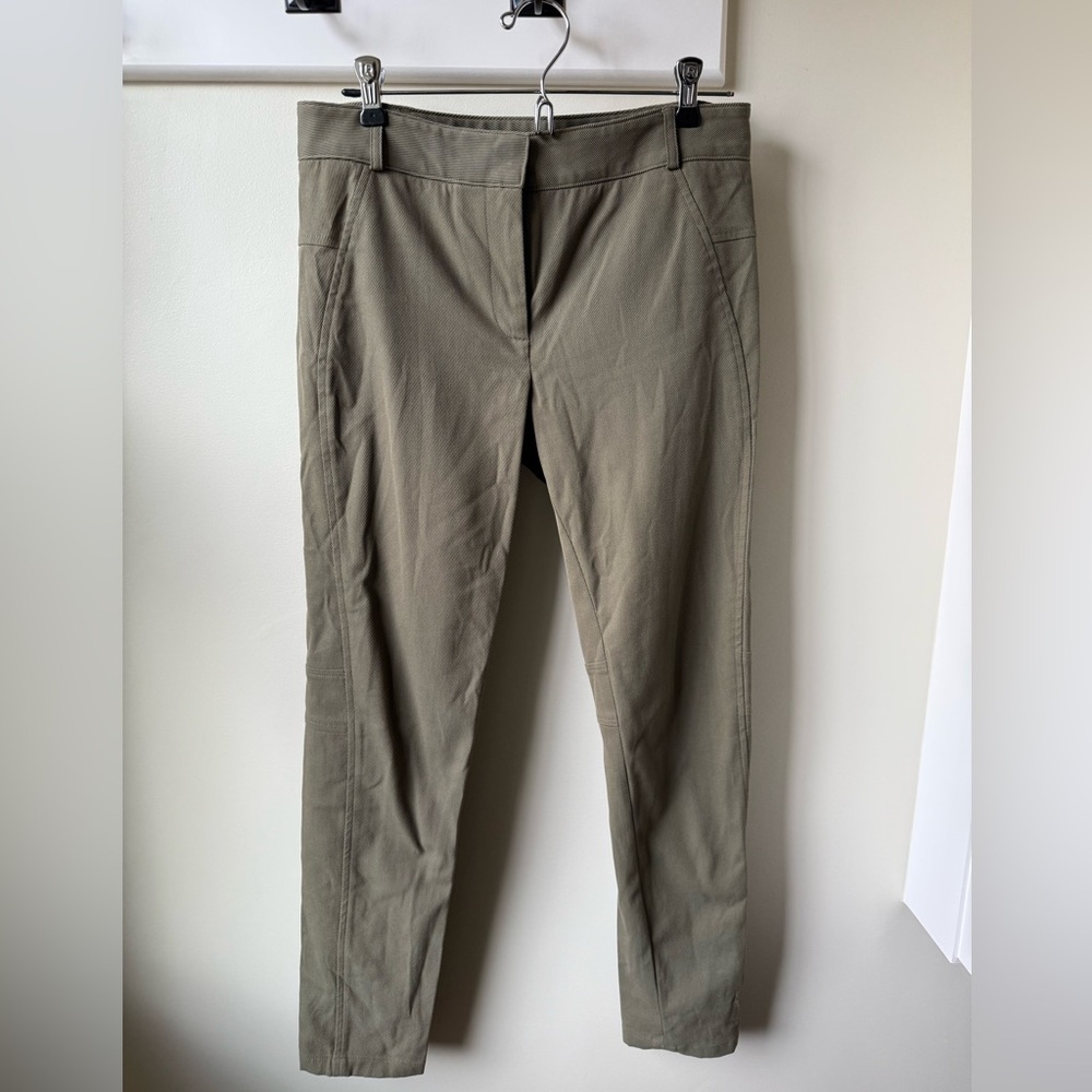 VERONICA BEARD Blossom Biker Textured Moto Slim Pants Army Green Riding‎ 4